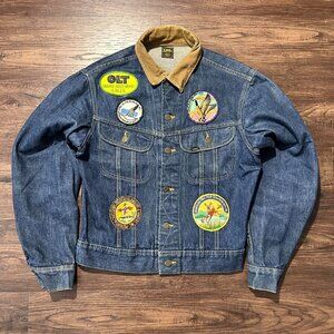 VINTAGE 80s LEE RIDERS Denim Jacket Duck Hunt Patches - Fits Small